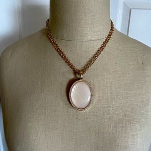 Premier Designs Faux Mother of Pearl reversible gold necklace